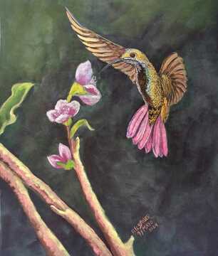 Acuarela Perlada, Colibríes, 4 Sesiones, incluye materiales
